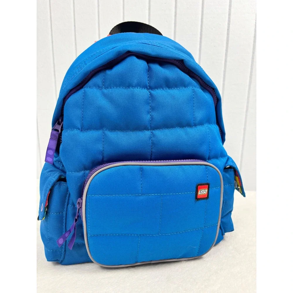 LEGO x Target Quilted Puffer Backpack Blue Limited Edition Brick Pattern NWT